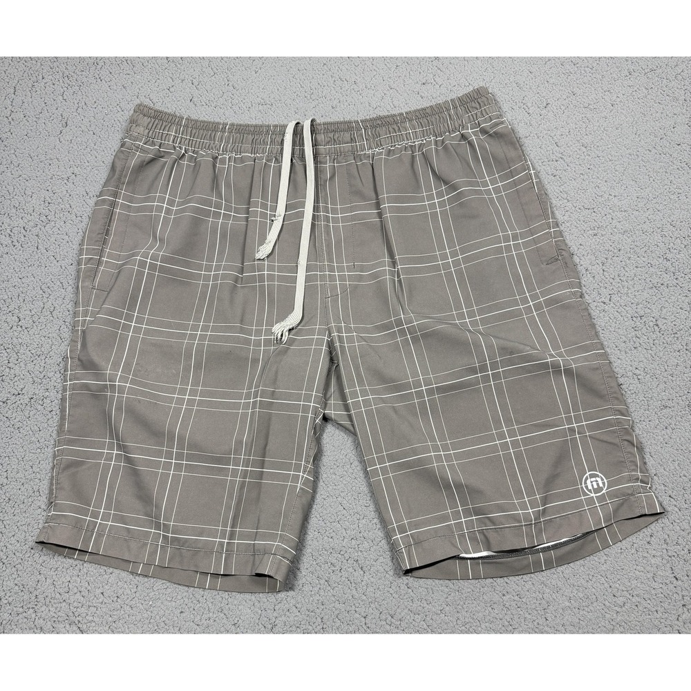 Travis Mathew Shorts Mens 38‎ Plaid Elastic Waist Drawstring Casual 10 Inseam